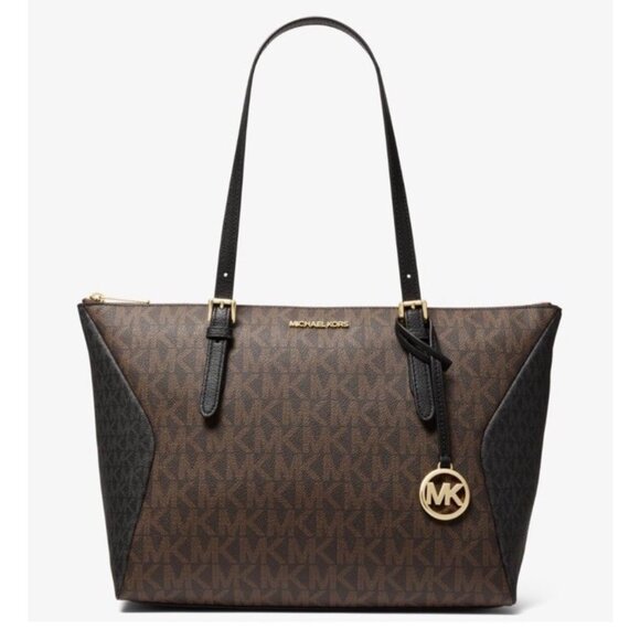 New Michael Kors Coraline Large Signature Tote Brown Multi - Picture 1 of 3
